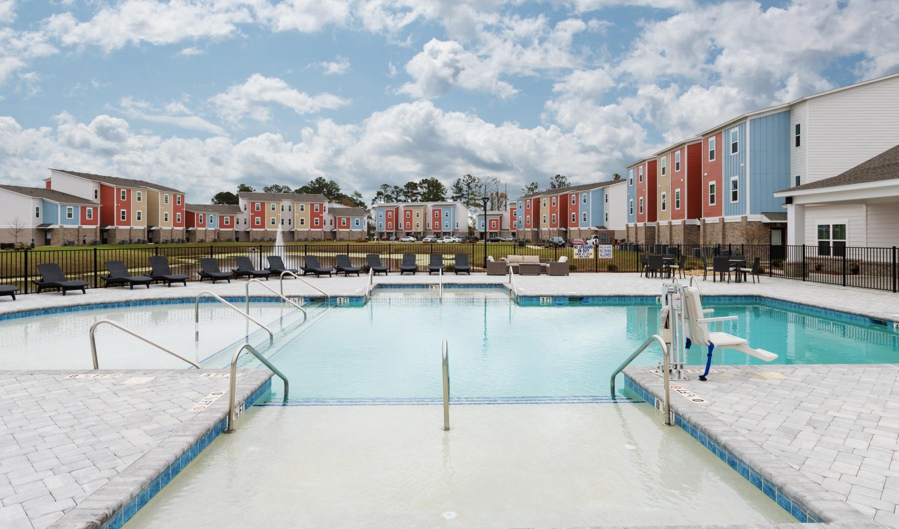swimming pool with handicap chair lift