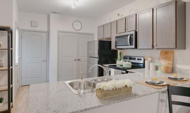 kitchen with open counter
